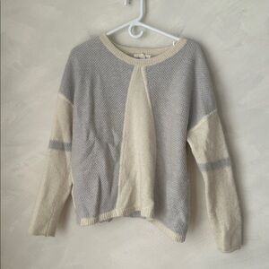 Duffy two-tone grey cream merino alpaca mohair blend cozy boxy sweater size L